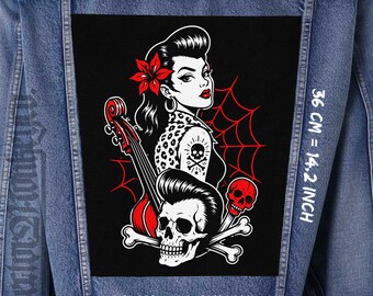 Psychobilly Pin Up Back Patch für Jacke Weste Flanell