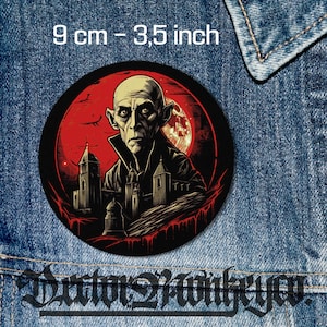 Nosferatu,circle patch,Patch for Jacket,Vest,Urban,Denim,Street wear,Badge,Fashion,unique patch,Vampire,Horror,Drakula,Dark art,black metal