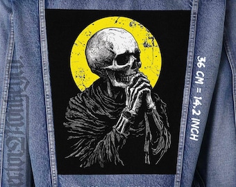 Betendes Skeleton Aufnäher - Aufnäher zum Aufnähen auf Canvas für Jacke, Weste & Flanell - 36x26x32 cm