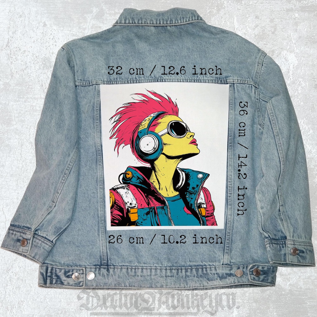 Punk Rock Girl Sew-on Canvas Back Patch for Jackets, Vests, and ...