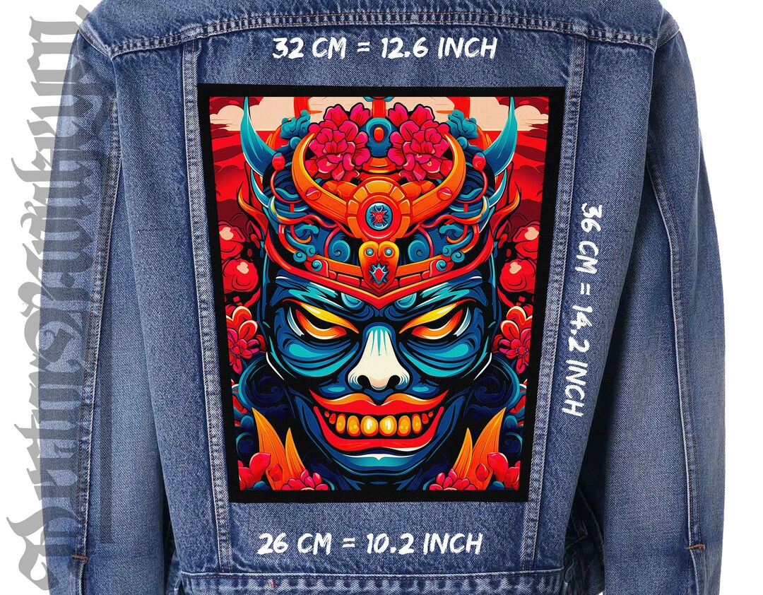 Samurai Back Patch Samurai Warrior Mask Back Patch for Jackets, Vests, and Flannel Shirts ...