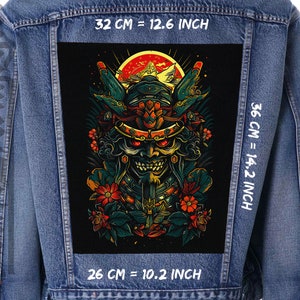 Samurai Mask Back Patch - Kriegerkunst, Japanische Kultur, Ehrensymbol, dickes Segeltuch für Jacke / Weste
