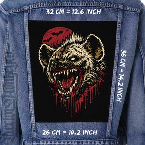 Vild Hyena Rygglapp Sy-på Jacka Väst Flanell Horror Punk