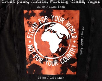 Hand-Bleached Anarcho-Punk Back Patch: DIY Vegan Crust Punk