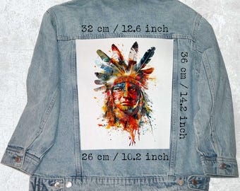 de dos en toile Warrior Spirit | Patch de veste à coudre | 36 x 26 x 32 cm pour les gilets et les flanelles