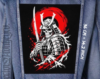 Samurai Skull Back Patch für Jacke Weste Flanell Gothic Canvas