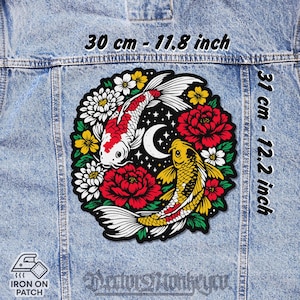 Koi Fisch Patch - Aufbügeln für Jacke, Weste, Flanell