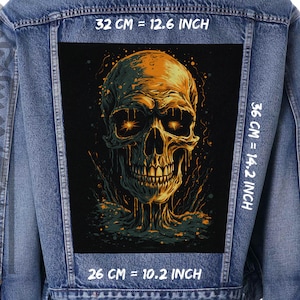 Melted Skeleton,Back patch,Backpatch,Patch forJacket,Vest,Cranium,Braincase,Bone,Cranial