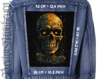 Melted Skeleton,Back patch,Backpatch,Patch forJacket,Vest,Cranium,Braincase,Bone,Cranial