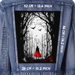 Red Hood Forest Canvas Back Patch for Jackets, Vests & Flannels | Sew-On 36x26x32 cm
