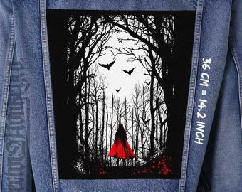 Red Hood Forest Canvas Back Patch for Jackets, Vests & Flannels | Sew-On 36x26x32 cm