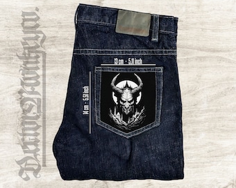 Baphomet Taschenpatch: Baumwoll Canvas Denim Jeans zum annähen