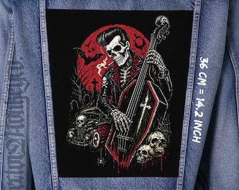Skelett Rockabilly Back Patch Sew On Jacke Weste Gothic Biker Flanell
