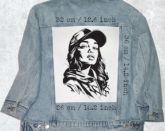 Toppa vintage da cucire per la schiena a tema fumetti / Giacca/Gilet in denim/Flamellate da donna in stile Pop Art