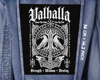 Viking Valhalla Back Patch for Jacket, Vest & Flannel, Sew-On Canvas Backpatch