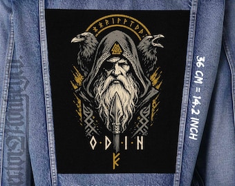 Odin Viking Back Patch for Jacket, Vest & Flannel, Sew-On Canvas Backpatch