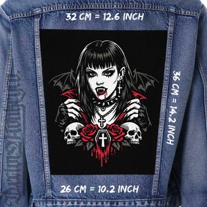 Gotycki wampirzyca, naszywka z tyłu kurtki, flanelowa, horror
