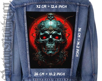 Skull Back Patch, Horror Blood Moon, Punk Rock Jacket Patch