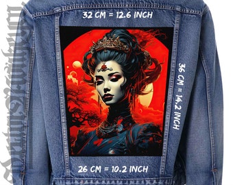 East Side Power Black Canvas Jacket Patch - Geisha Japan Back Patch for Feminine Warriors