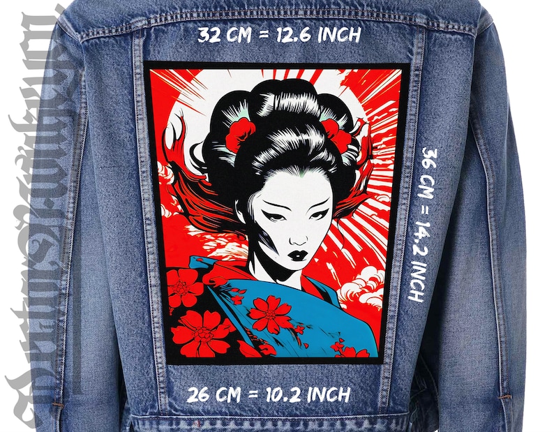 Maiko,Back patch,Backpatch,Patch forJacket,Vest,Geisha,Geigi,Hostess,Japanese,Geiko,Beauty image 1