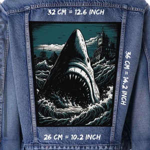 Shark Attack,Back patch,Backpatch,Patch forJacket,Vest,Ocean Monster,Predator,hunter,Sea villain