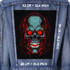 Fire Skull,Back patch,Backpatch,black canvas,Jacket patch,Flame,Burning,demon,Hellfire,bones
