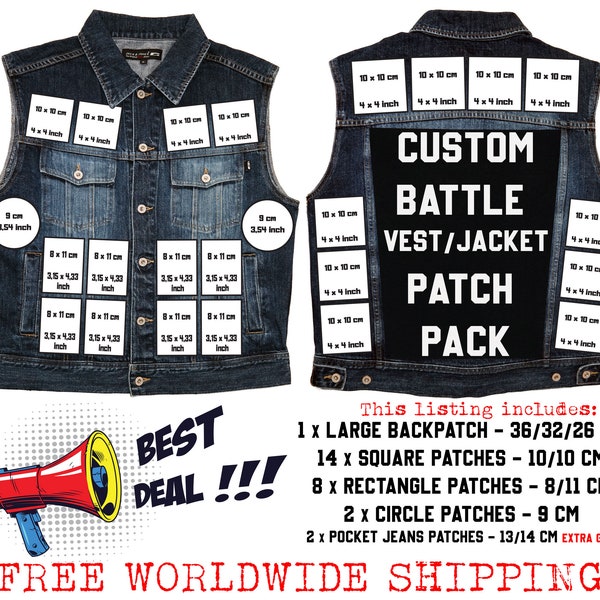 Pacchetto patch personalizzato Battle Vest-Jacket,Metallo,Punk,Hardcore,Anarchia,Fai da te,Crust,Grindcore,Death Metal