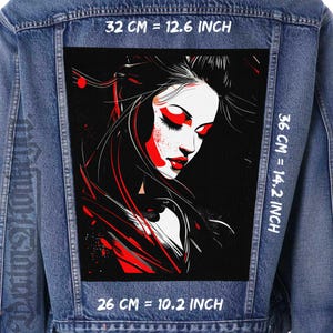 Modern Geisha Rygglapp – Sy-på Canvas för Jacka, Väst & Flanell – 36x26x32 cm
