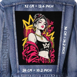 Punk Girl Back Patch, Sew On Canvas Jacket Vest Patch 36x32x26 cm