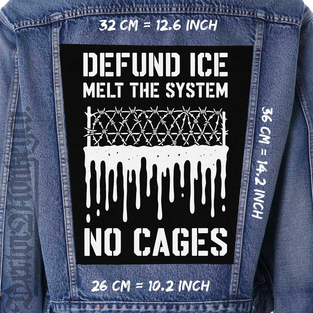 Defund ICE Back Patch – Sew on Canvas Backptach 36x26x32cm - Etsy