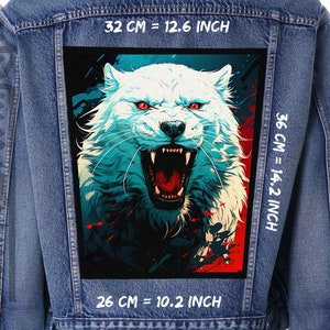 PolarWolf,Back patch,Backpatch,black canvas,Jacket patch,Northern Wilderness,Arctic Hunter,Snow
