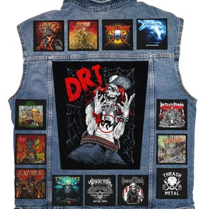 Custom denim Thrash Metal battle vest,DRI,Power Trip,Kreator,Anthrax,Sepultura,Municipal Waste,Exumer
