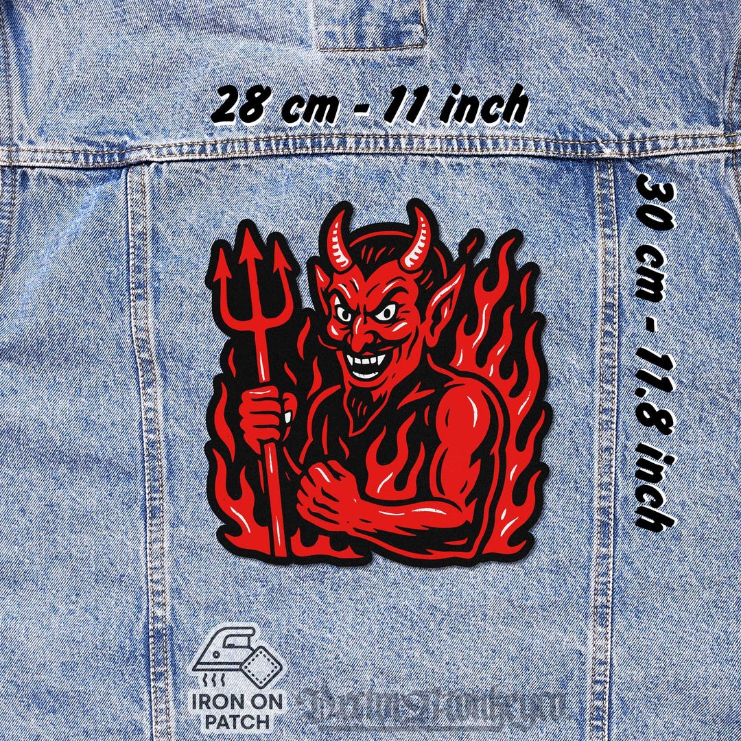Devil Patch Sticker Devil Back Patch Iron on – Red Demon Jacket Ves Flannel Patch - Etsy