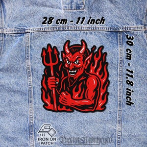 Devil Back Patch Iron On – Red Demon Jacket Ves Flannel Patch