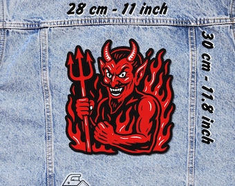 Devil Back Patch Iron On – Red Demon Jacket Ves Flannel Patch