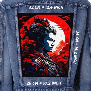 Japan Krieger,Rücken Aufnäher,dicker schwarzer Canvas Aufnäher für Jacke,Weste,Samurai,Bushido,Ronin,Jacke,Rückenpatch