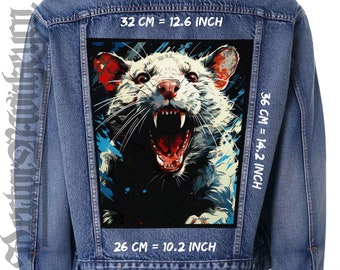 Angry Rat Back Patch: Black Canvas Jacket Patch