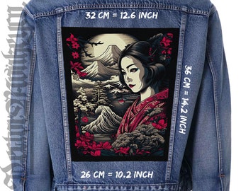 Geisha Backpatch: Versatile Style for Jackets, Vests, Flannels