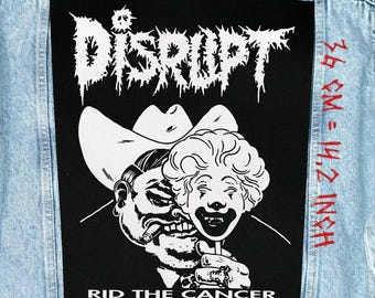 Disrupt - rid the cancer Back Patch, Backpatch Jacket Vest Flannel, crust punk hc