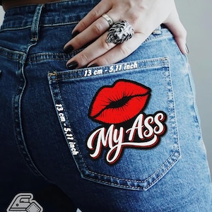 Patch thermocollant Kiss My Ass Patch lèvres poche pour jean veste gilet