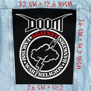 DOOM Back Patch, Backpatch Jacket Vest Flannel, Anarcho punk hc