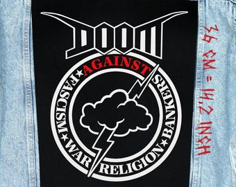 DOOM Back Patch, Backpatch Jacket Vest Flannel, Anarcho punk hc
