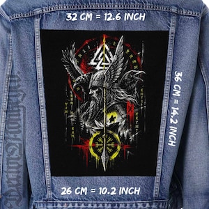 Odin Raven Viking-rugpatch op canvas naaien voor jas vest flanel