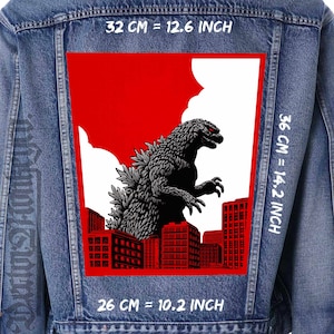 Kaiju Monster Back Patch Sew On Canvas Jacket Vest Flannel