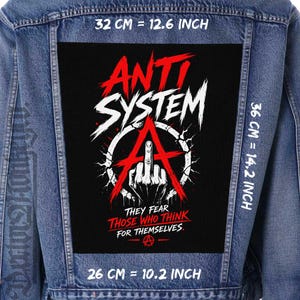 Chaleco de franela grande con parche trasero estilo punk anarquía de Anti System
