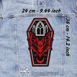 Parche termoadhesivo de murciélago gótico en la espalda – Parche para chaqueta, chaleco o franela