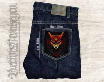 Fuchs Tasche Patch : Zum aufnähen Baumwoll Canvas Denim Jeans