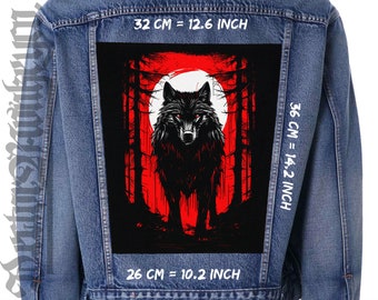 Wolf Guardian Back Patch: Sew-On Canvas Jacket Vest Applique