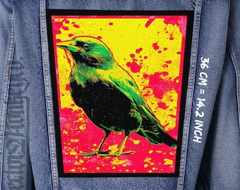 Toppa Neon Crow Back in tela da cucire per giacca, gilet e flanella