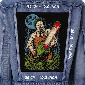 Leatherface Sew On Back Patch Horror Canvas Jacket Vest Patch